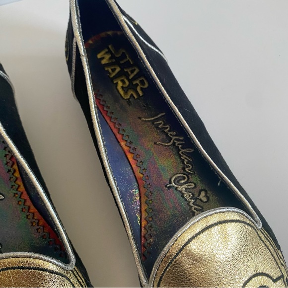 Star Wars x Irregular Choice London C-3PO black suede flat loafers, Women’s 7.5 - Picture 12 of 12